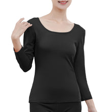 画像をギャラリービューアに読み込む, [Shiruku] あったかインナー レディース Uネック 8分袖 長袖 肌着 吸湿発熱 インナー オーガニックコットン混素材 女性 防寒インナー 保温 保湿 スーツ 発熱インナー ストレッチ スポーツインナー 肌着 防寒 秋 冬用 婦人服 登山 釣り
