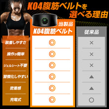 画像をギャラリービューアに読み込む, EMS 腹筋ベルト ジェル不要 効果 強力モード 筋トレ (K04)
