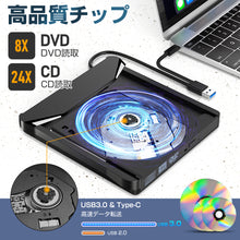 画像をギャラリービューアに読み込む, DVDドライブ 外付け 【6In1新モデル・多機能・USB3.0】 CD/DVDプレイヤー (GQ-LT803-BK)
