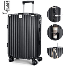 画像をギャラリービューアに読み込む, 【Augustre】スーツケース S/M/Lサイズ 機内持ち込み 大容量 国内旅 海外旅 ビジネス 出張 宿泊数にピッタリのサイズ 静音 キャリーケース キャリーバッグ カップホルダー USB充電ポート 360度回転キャスター 軽量 TSAロック
