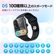 画像をギャラリービューアに読み込む, スマートウォッチ 通話機能心拍測定 健康管理 着信通知 100種スポーツモード 腕時計 iPhone Android対応 プレゼント
