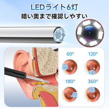 画像をギャラリービューアに読み込む, 耳かき カメラ LEDライト付き 耳掻き みみかき 耳掃除(wes-P15)
