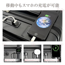 画像をギャラリービューアに読み込む, スーツケース 機内持ち込み フロントオープン USB充電ポート 360度回転キャスター（601LGX）
