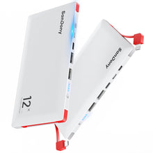 画像をギャラリービューアに読み込む, モバイルバッテリー 大容量 12000mAh 軽量 薄型 2ケーブル内蔵（PB02）
