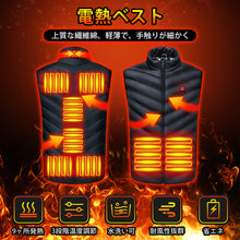 画像をギャラリービューアに読み込む, 電熱ベスト ヒーター 電熱ジャケット 3段階調温 ヒーター9枚内蔵 (MJ19)
